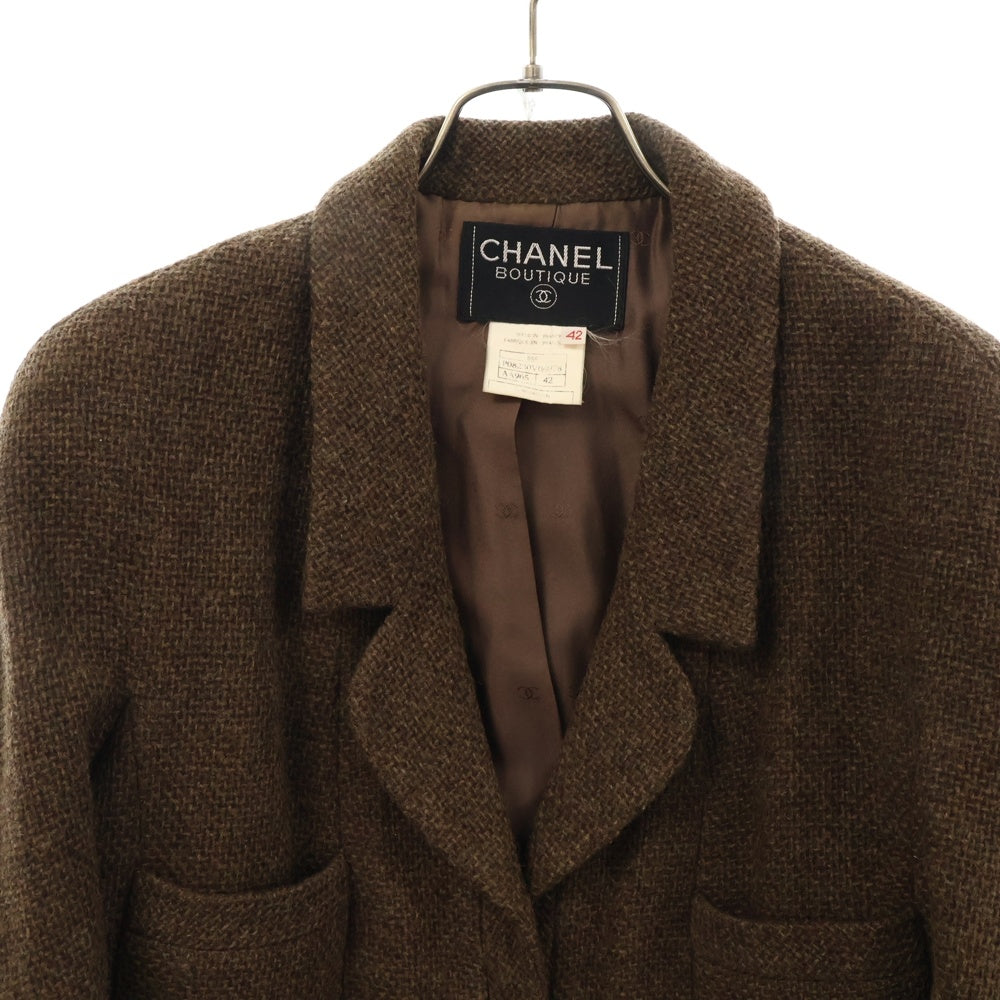 CHANEL(シャネル) ココマークボタン ツイードテーラードジャケット ブラウン P08230V04978