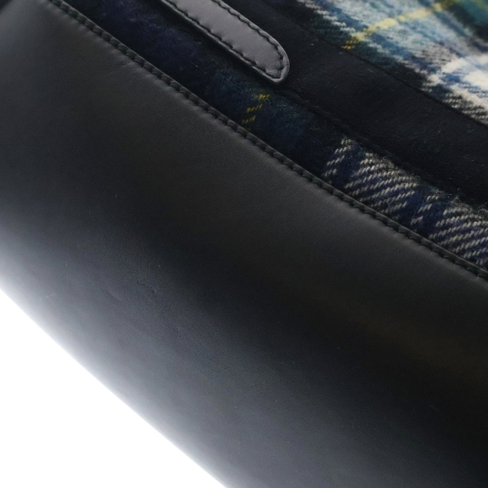BALENCIAGA(バレンシアガ) NAVY CABAS ネイビーカバス ポーチ付 チェック柄 ロゴ ハンドバッグ ブラック×グリーン 33933