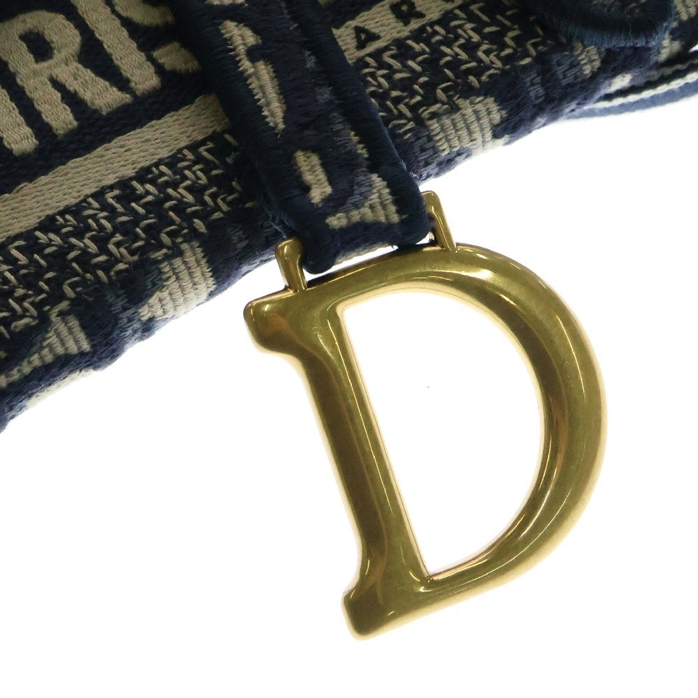 Christian Dior(クリスチャンディオール) オブリーク ショルダーバッグ サドル ミニ ネイビー×ベージュ キャンバス