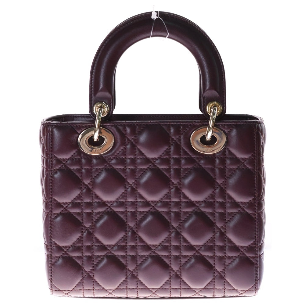 Christian Dior(クリスチャンディオール) レディディオール スモール 2WAYバッグ ハンドバッグ ショルダーバッグ ゴールド金具 ボルドー ラムスキン