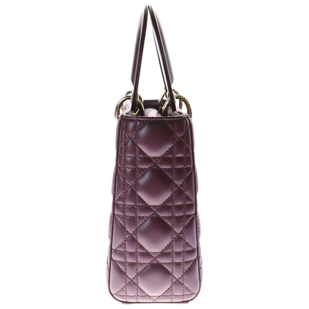 Christian Dior(クリスチャンディオール) レディディオール スモール 2WAYバッグ ハンドバッグ ショルダーバッグ ゴールド金具 ボルドー ラムスキン