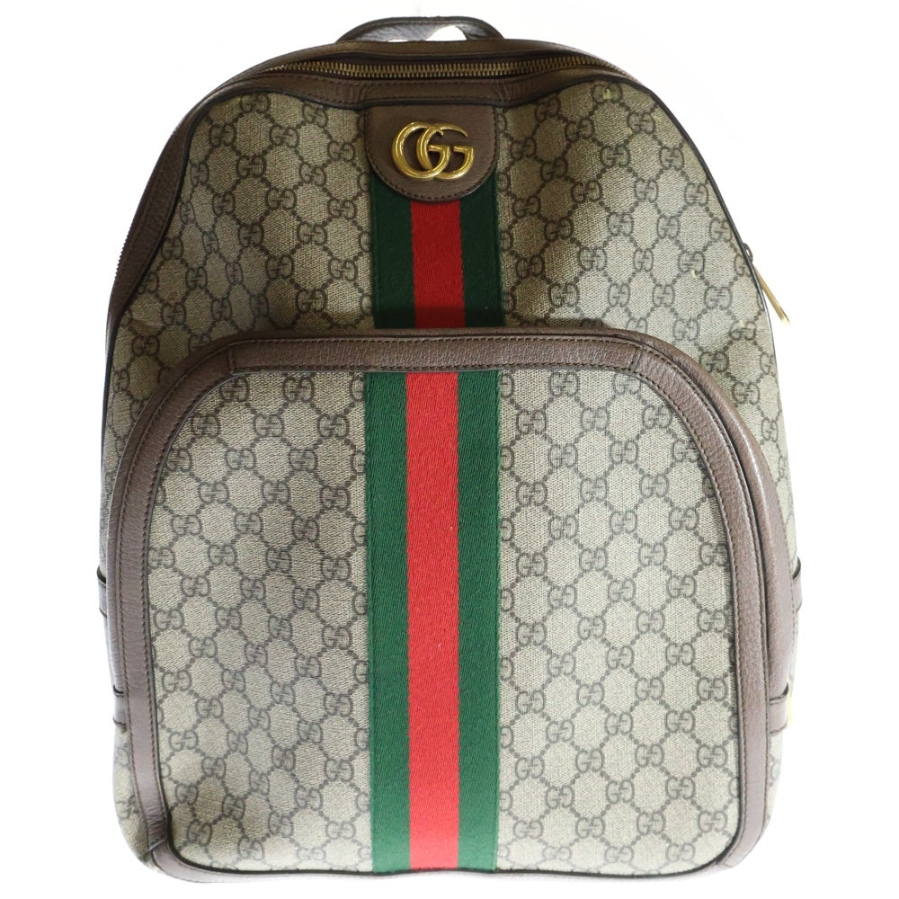 GUCCI(グッチ) GGスプリーム オフディア バックパック リュックサック ベージュ×ブラウン PVC×レザー ゴールド金具 547967