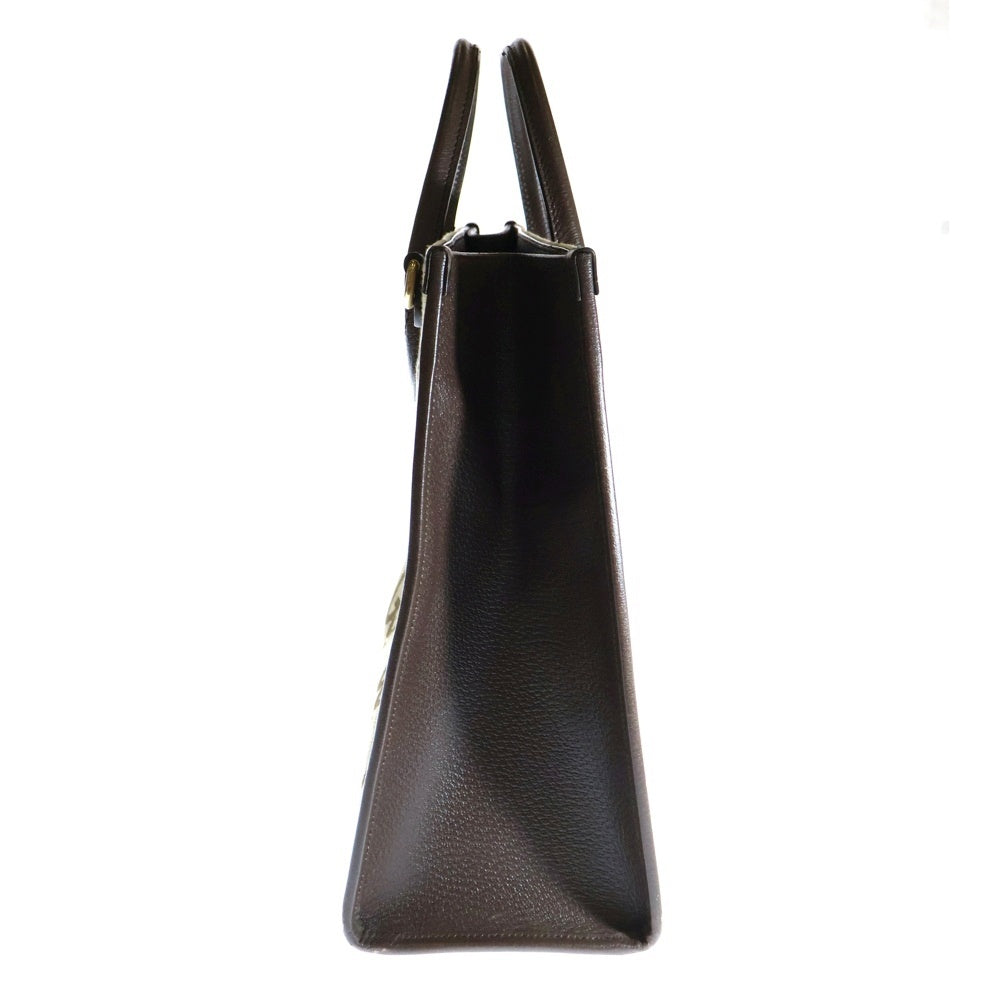 GUCCI(グッチ) ジャンボGG トートバッグ ハンドバッグ ブラウン×ベージュ PVC×レザー ゴールド金具 678839