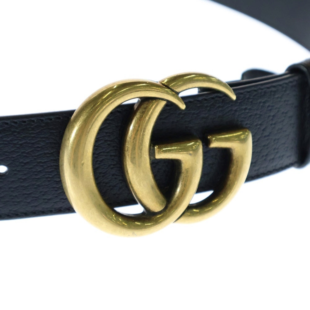 GUCCI(グッチ) GGマーモント ベルト レザー ブラック ゴールド金具 406831