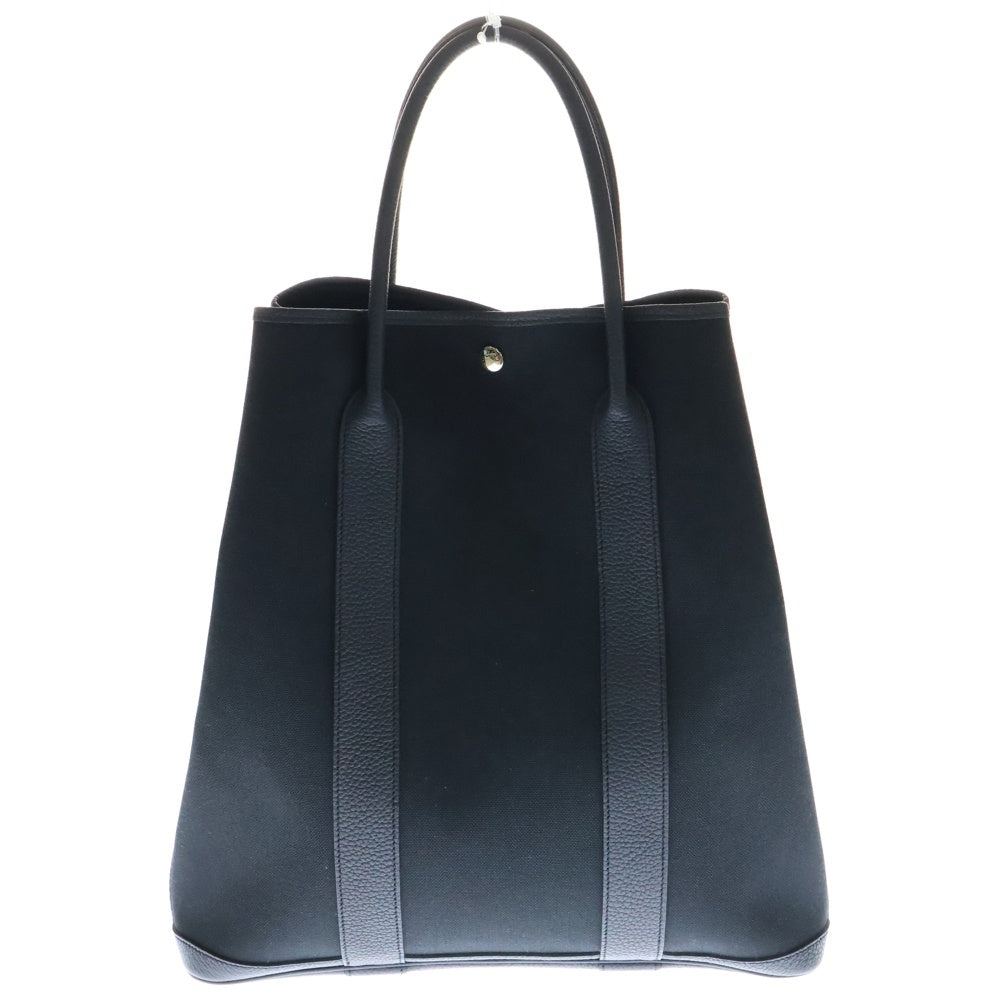 HERMES(エルメス) ガーデンファイル MM トワルアッシュ×ネゴンダ ブラック ネイビー トートバッグ シルバー金具 Z刻印