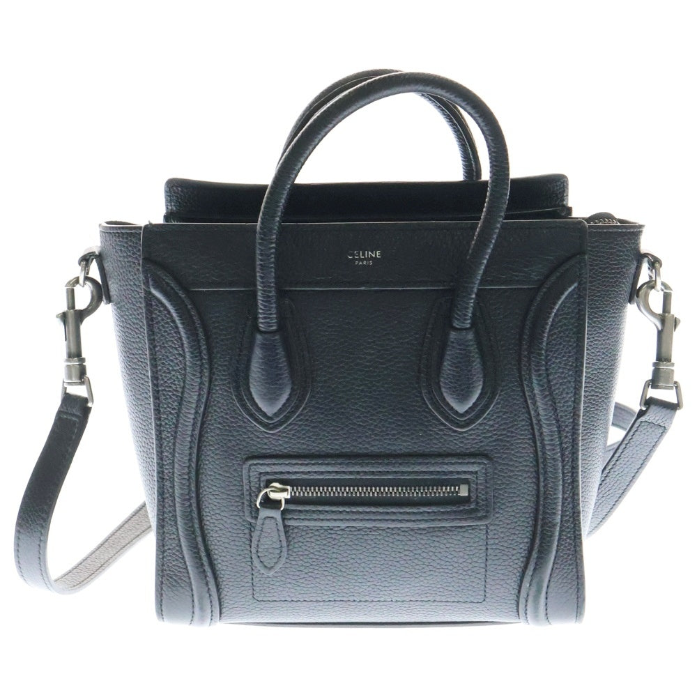 CELINE(セリーヌ) ラゲージ ナノ 2WAY レザーハンドバッグ ショルダーバッグ ブラック レディース