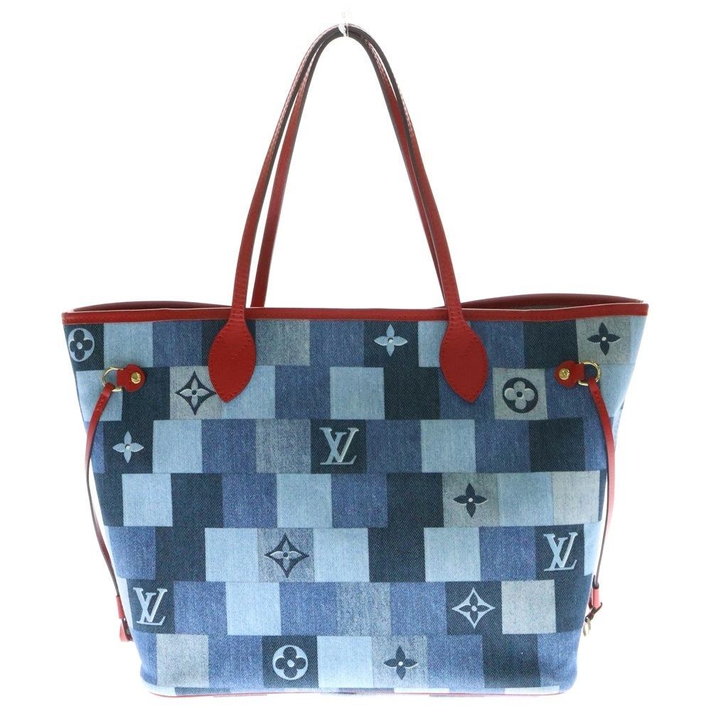 LOUIS VUITTON(ルイヴィトン) モノグラムデニム ネヴァーフルMM M44981 トートバッグ キャンバス インディゴ×レッド