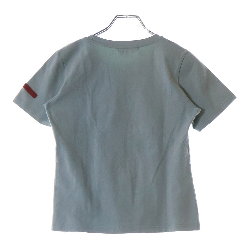 PRADA(プラダ) ロゴ刺繍 ラバーワッペンロゴ クルーネック 半袖Tシャツ カットソー ライトグリーン レディース