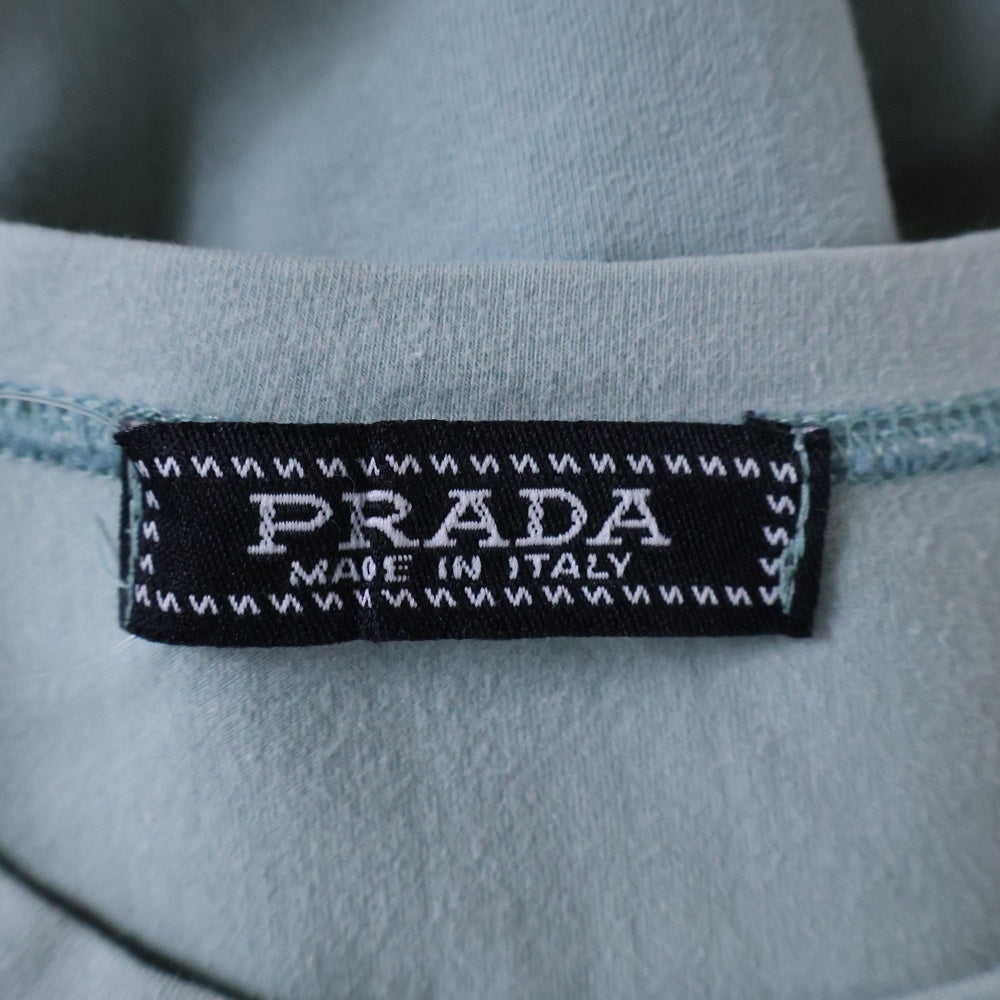 PRADA(プラダ) ロゴ刺繍 ラバーワッペンロゴ クルーネック 半袖Tシャツ カットソー ライトグリーン レディース