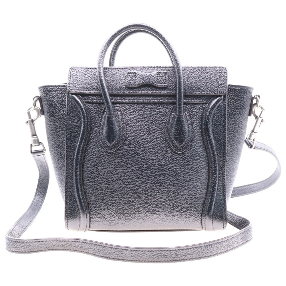 CELINE(セリーヌ) ラゲージ ナノショッパー ブラック レザー 2WAY ハンドバッグ ショルダーバッグ 189243