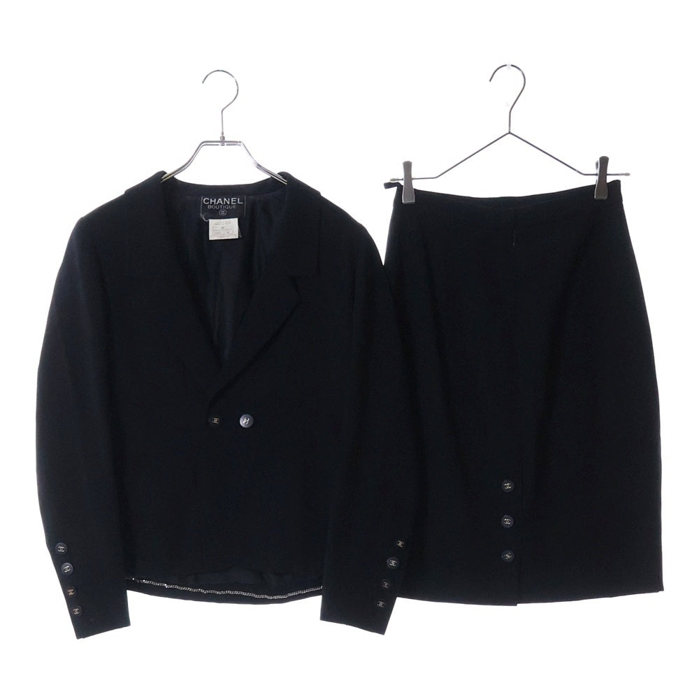 CHANEL(シャネル) 96P スプリングコレクション セットアップスーツ ココマークボタン 裏地シルク ウール ダブルブレスト 2B テーラードジャケット ミディアムタイトスカート P06410V04616
