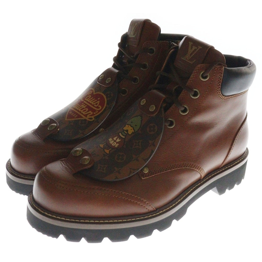 LOUIS VUITTON(ルイヴィトン) 21AW NIGO ニゴー オーベルカンフ ライン モノグラム レザー サイドジップ アンクルブーツ ブラウン 1A9ID6