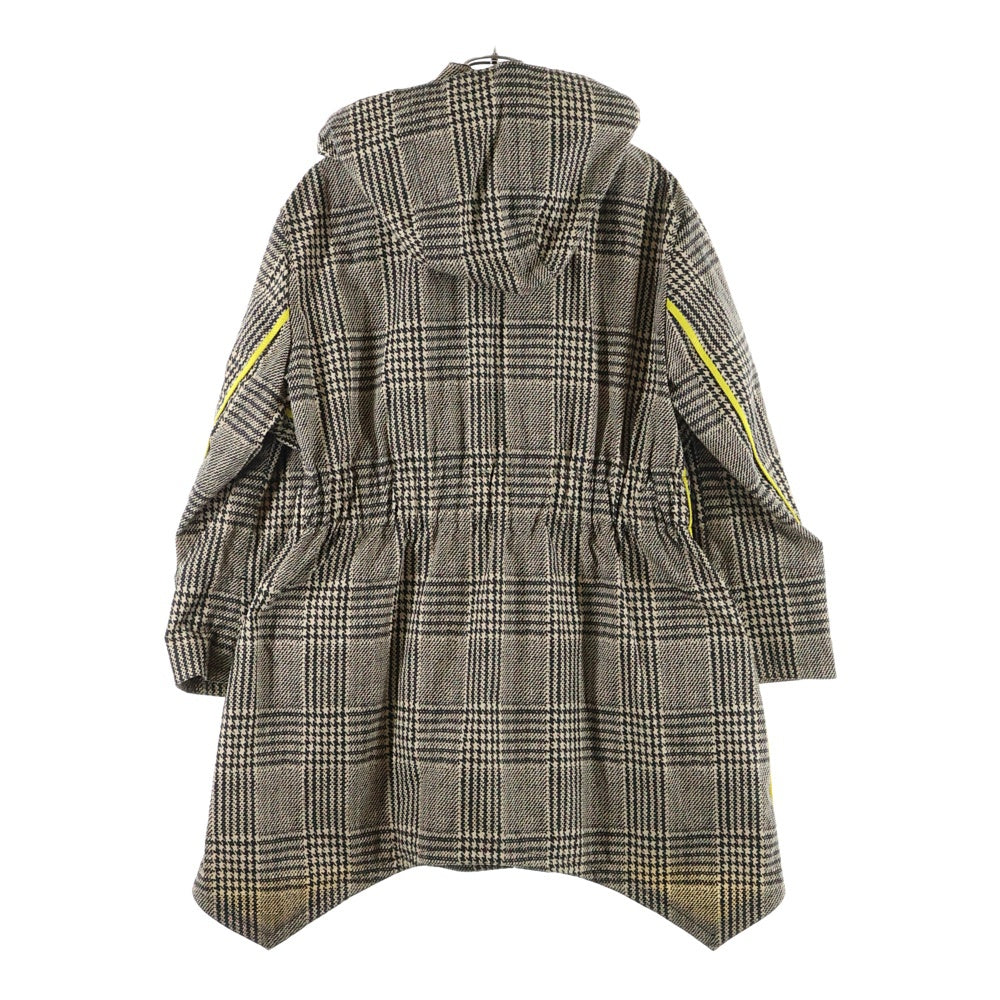 FENDI(フェンディ) ガンクラブチェック 千鳥 総柄プリント コットン フーデッド ジップアップ ロングジャケット コート ベージュ/イエロー レディース FF8275