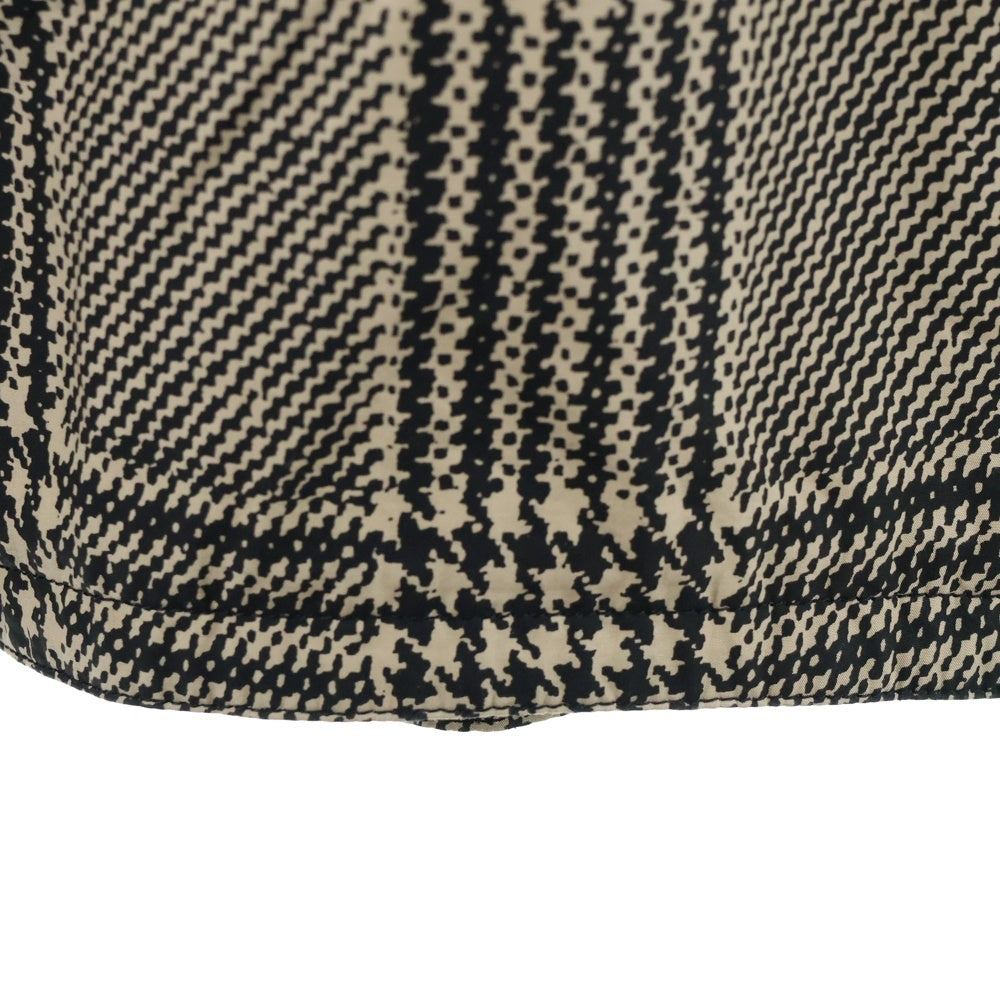 FENDI(フェンディ) ガンクラブチェック 千鳥 総柄プリント コットン フーデッド ジップアップ ロングジャケット コート ベージュ/イエロー レディース FF8275