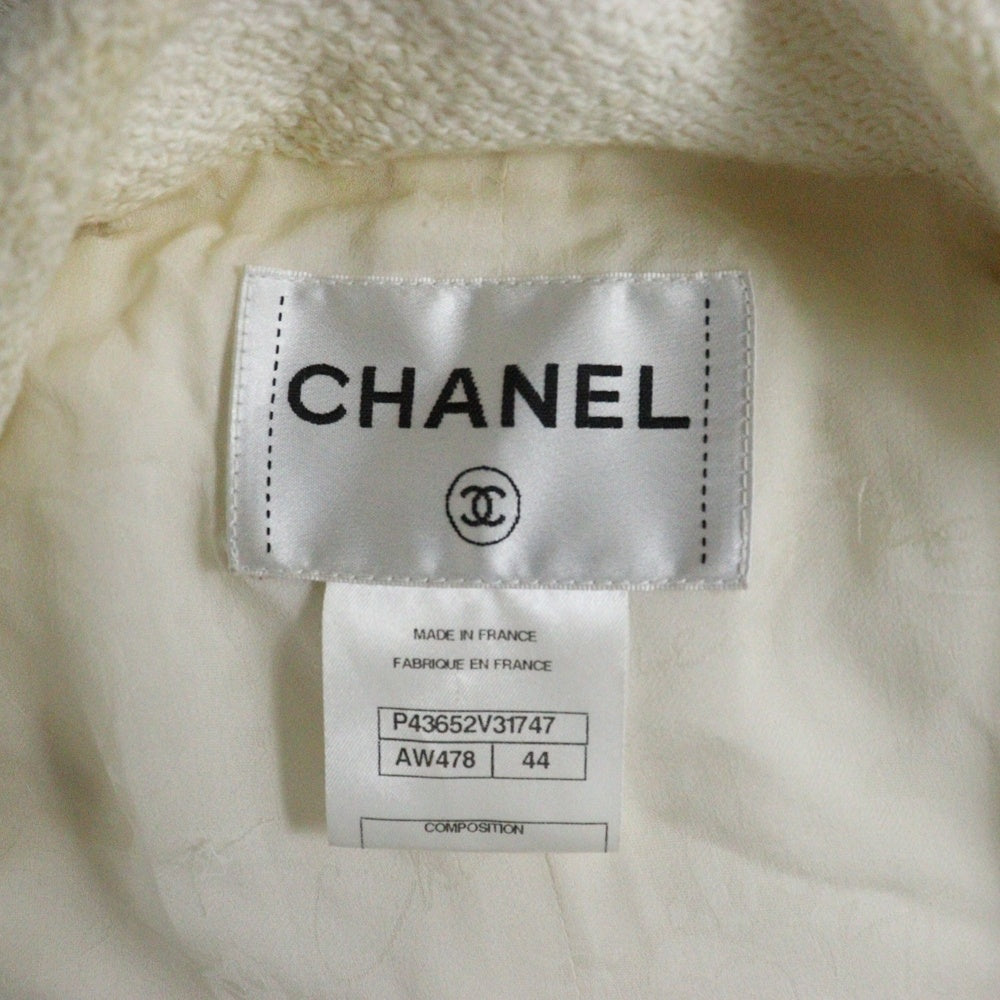 CHANEL(シャネル) セットアップスーツ ココマーク フェイクパールボタン ツイード 2B テーラードジャケット タイト ミニスカート ホワイト/アイボリー レディース P43652V31747