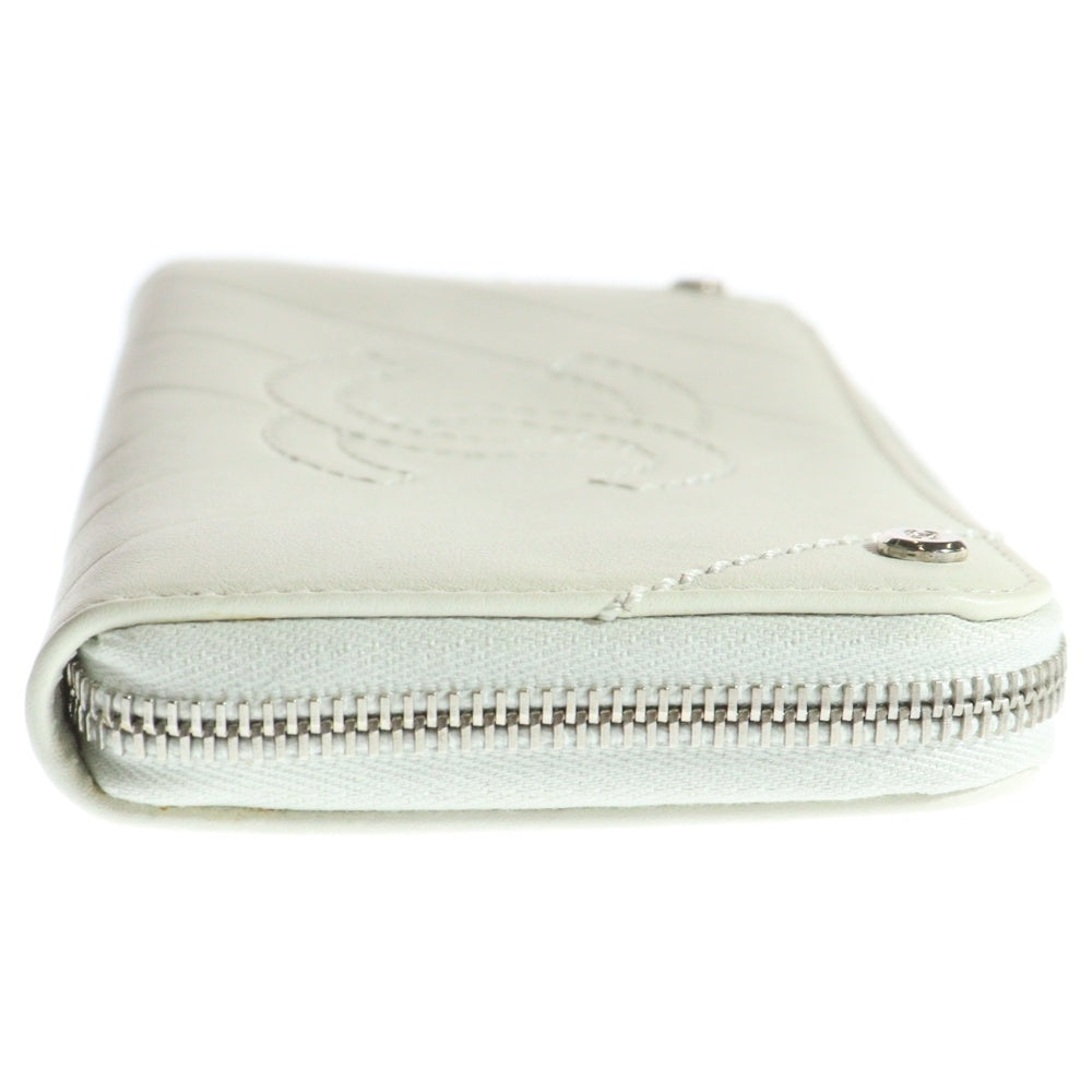 CHANEL(シャネル) Vステッチ 長財布 ロングウォレット ホワイト レザー シルバー金具