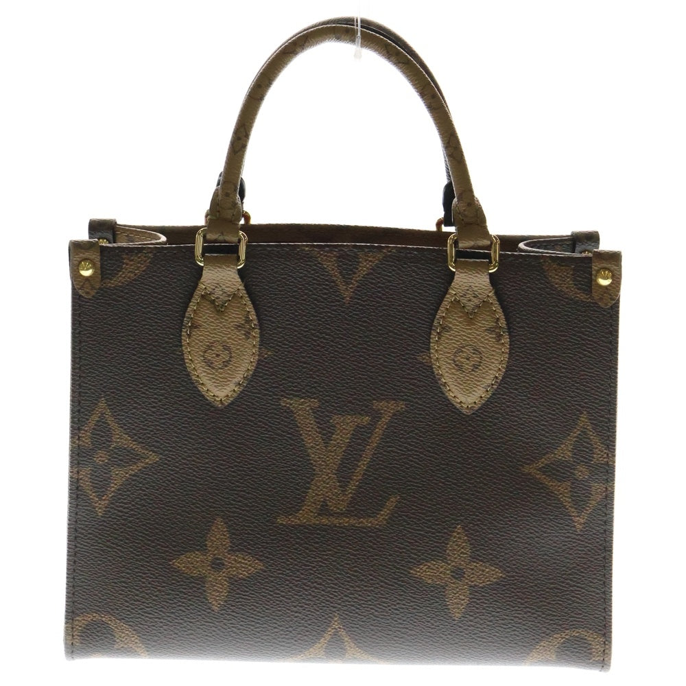 LOUIS VUITTON(ルイヴィトン) モノグラム オンザゴーPM 2WAY ポーチ付レザーショルダーバッグ ハンドバッグ ブラウン レディース M46373