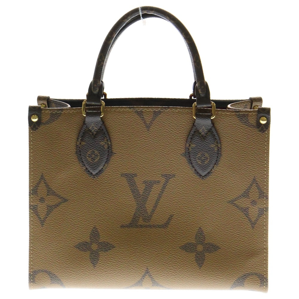 LOUIS VUITTON(ルイヴィトン) モノグラム オンザゴーPM 2WAY ポーチ付レザーショルダーバッグ ハンドバッグ ブラウン レディース M46373