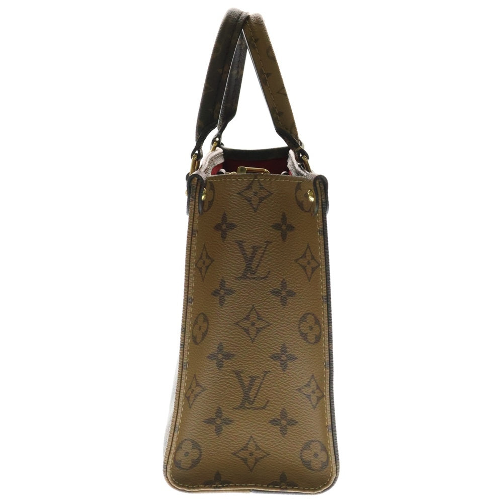 LOUIS VUITTON(ルイヴィトン) モノグラム オンザゴーPM 2WAY ポーチ付レザーショルダーバッグ ハンドバッグ ブラウン レディース M46373