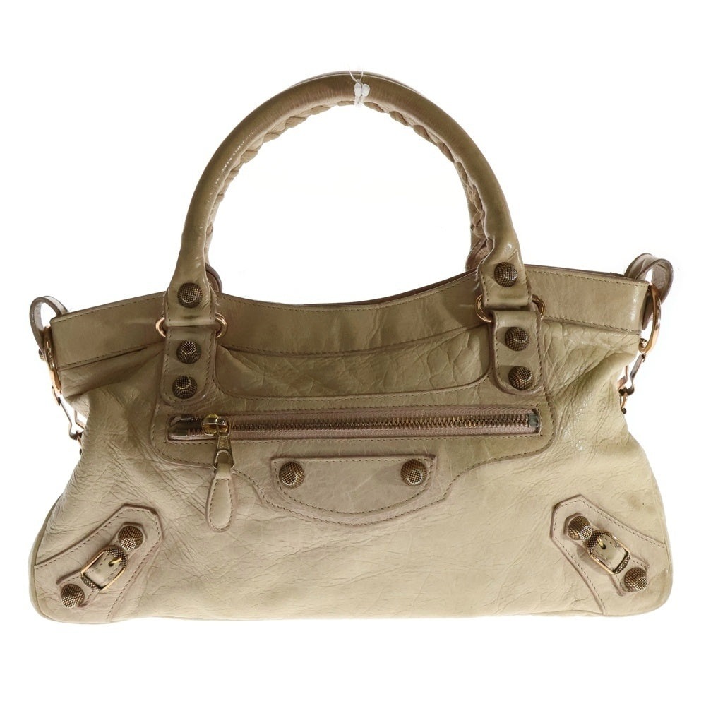 BALENCIAGA(バレンシアガ) ザ・ファースト 2WAYハンドバッグ ショルダーバッグ ピンクベージュ ピンクゴールド金具 レザー 240577