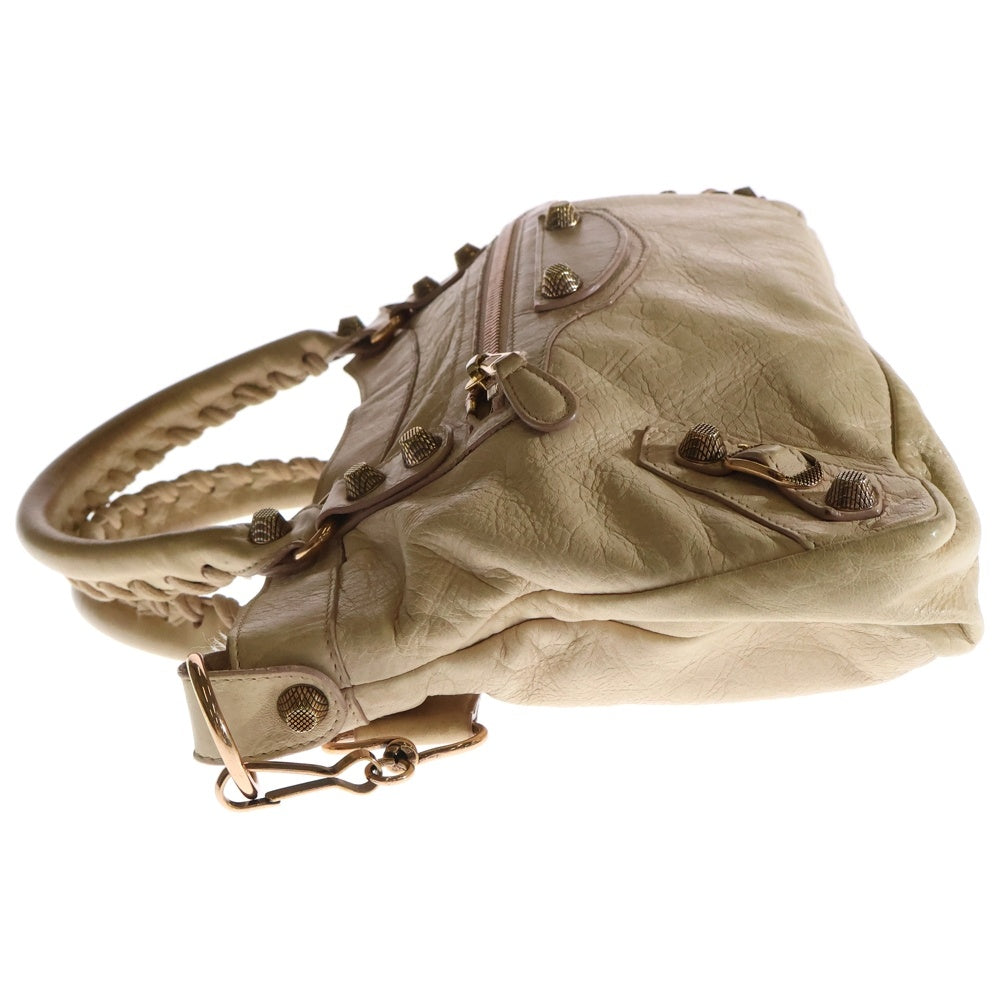BALENCIAGA(バレンシアガ) ザ・ファースト 2WAYハンドバッグ ショルダーバッグ ピンクベージュ ピンクゴールド金具 レザー 240577