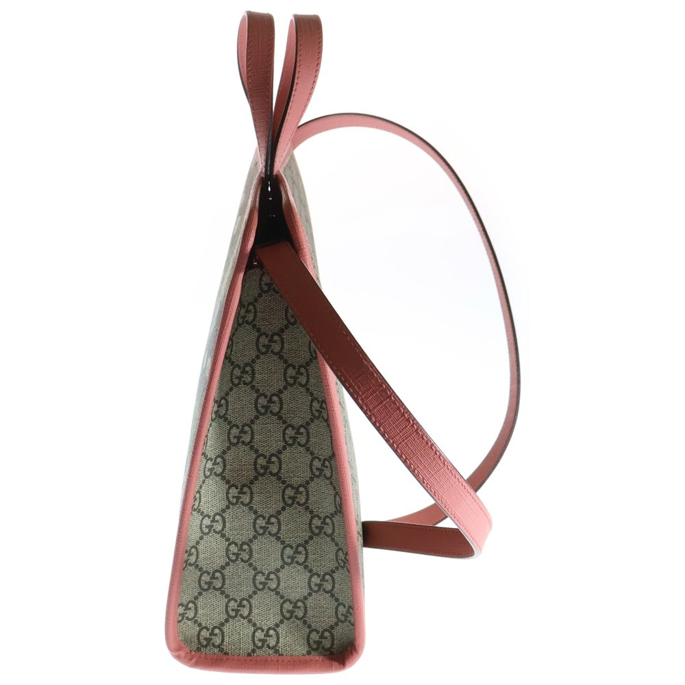 GUCCI(グッチ) ×ヒグチユウコ GGスプリーム チルドレンズ ニャンコとアノマロ PVC レザー 2WAY ハンド ショルダートートバッグ シルバー金具 ベージュ/ピンク 612992