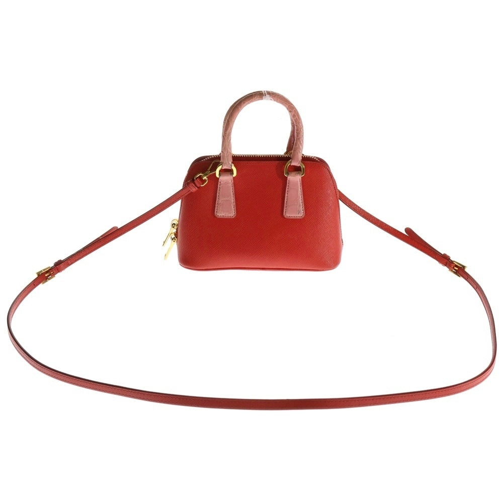 PRADA(プラダ) プロムナード 2WAYバッグ ショルダーバッグ ミニバッグ ハンドバッグ レッド×ピンク レザー ゴールド金具 1BH851