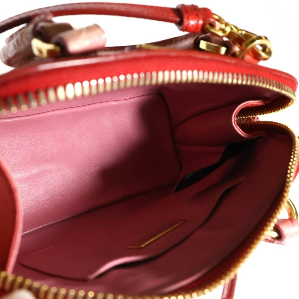 PRADA(プラダ) プロムナード 2WAYバッグ ショルダーバッグ ミニバッグ ハンドバッグ レッド×ピンク レザー ゴールド金具 1BH851