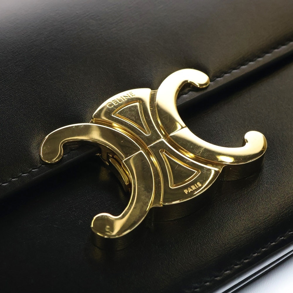 CELINE(セリーヌ) トリオンフ ティーン シャイニーカーフスキン レザーショルダーバッグ ブラック