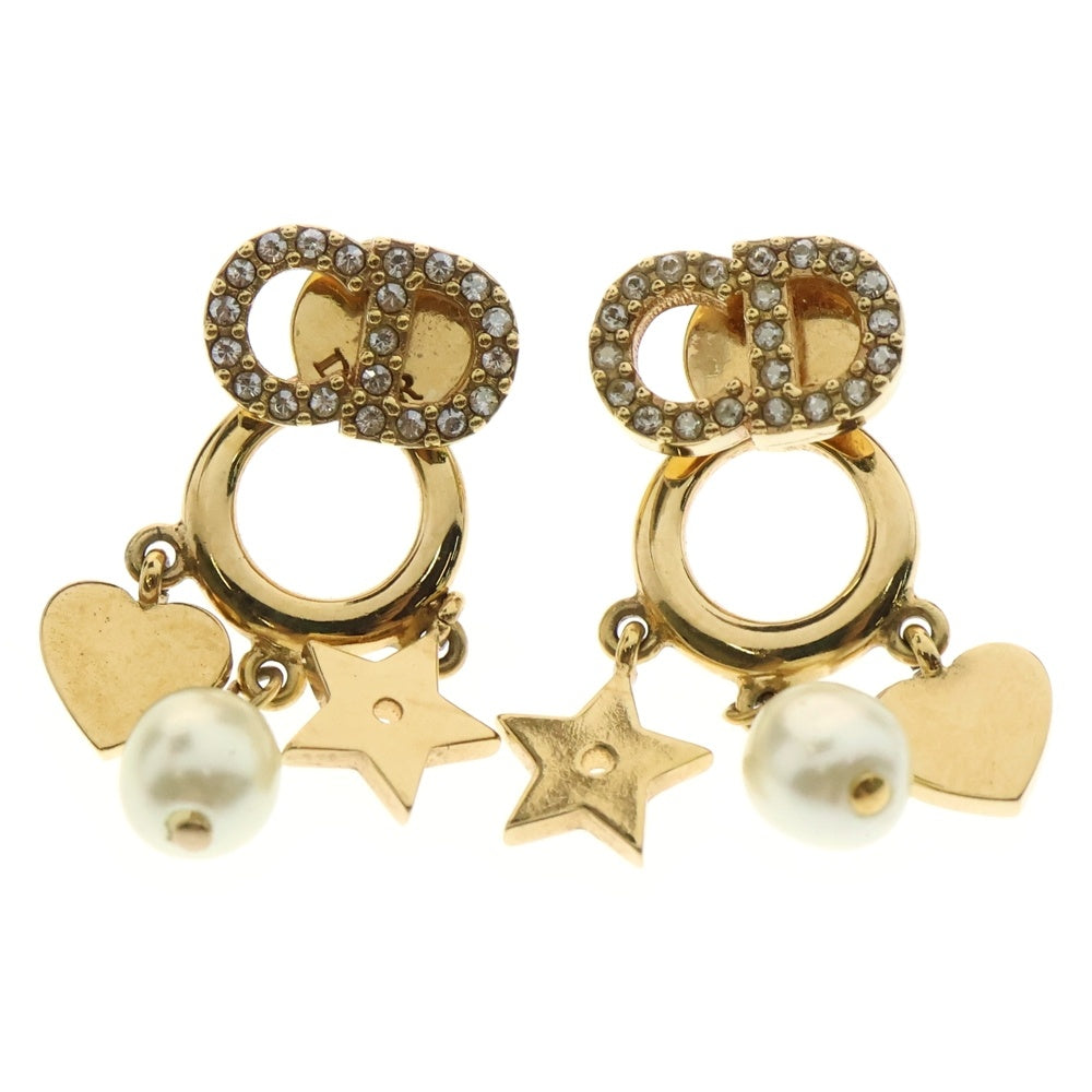 Christian Dior(クリスチャンディオール) CDロゴラインストーン ピアス イヤーアクセサリー ゴールド GP