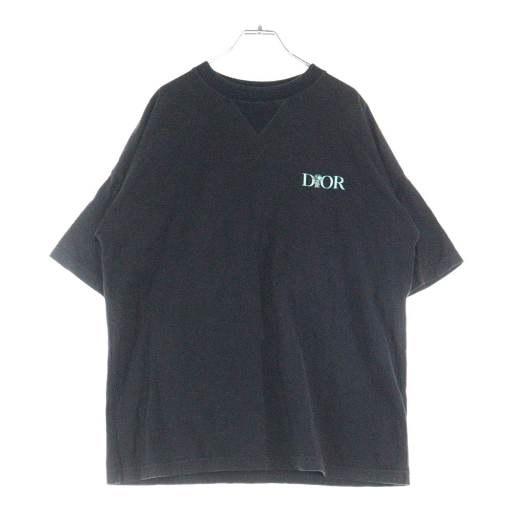 DIOR(ディオール) 22AW バックフラワー刺繍 ロゴプリント クルーネック 半袖Tシャツ ブラック 243J685A0677
