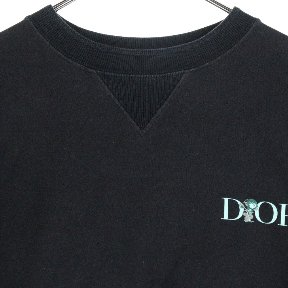 DIOR(ディオール) 22AW バックフラワー刺繍 ロゴプリント クルーネック 半袖Tシャツ ブラック 243J685A0677