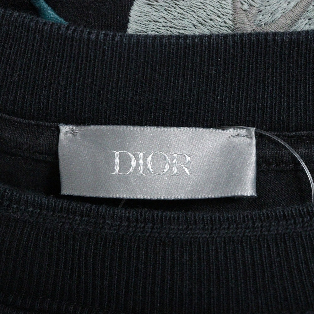 DIOR(ディオール) 22AW バックフラワー刺繍 ロゴプリント クルーネック 半袖Tシャツ ブラック 243J685A0677