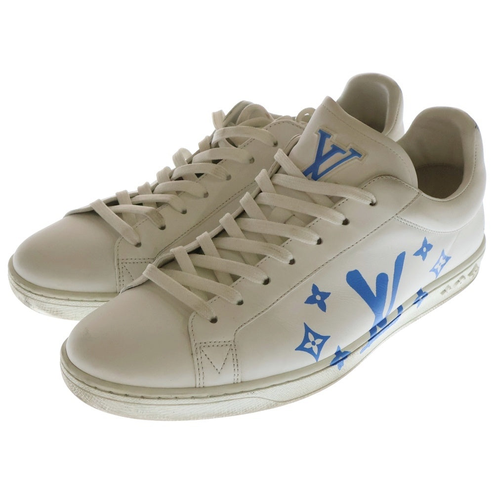 LOUIS VUITTON(ルイヴィトン) ルクセンブルグサモトラケライン LVロゴプリント レースアップ レザー ローカットシューズ スニーカー ホワイト/ライトブルー