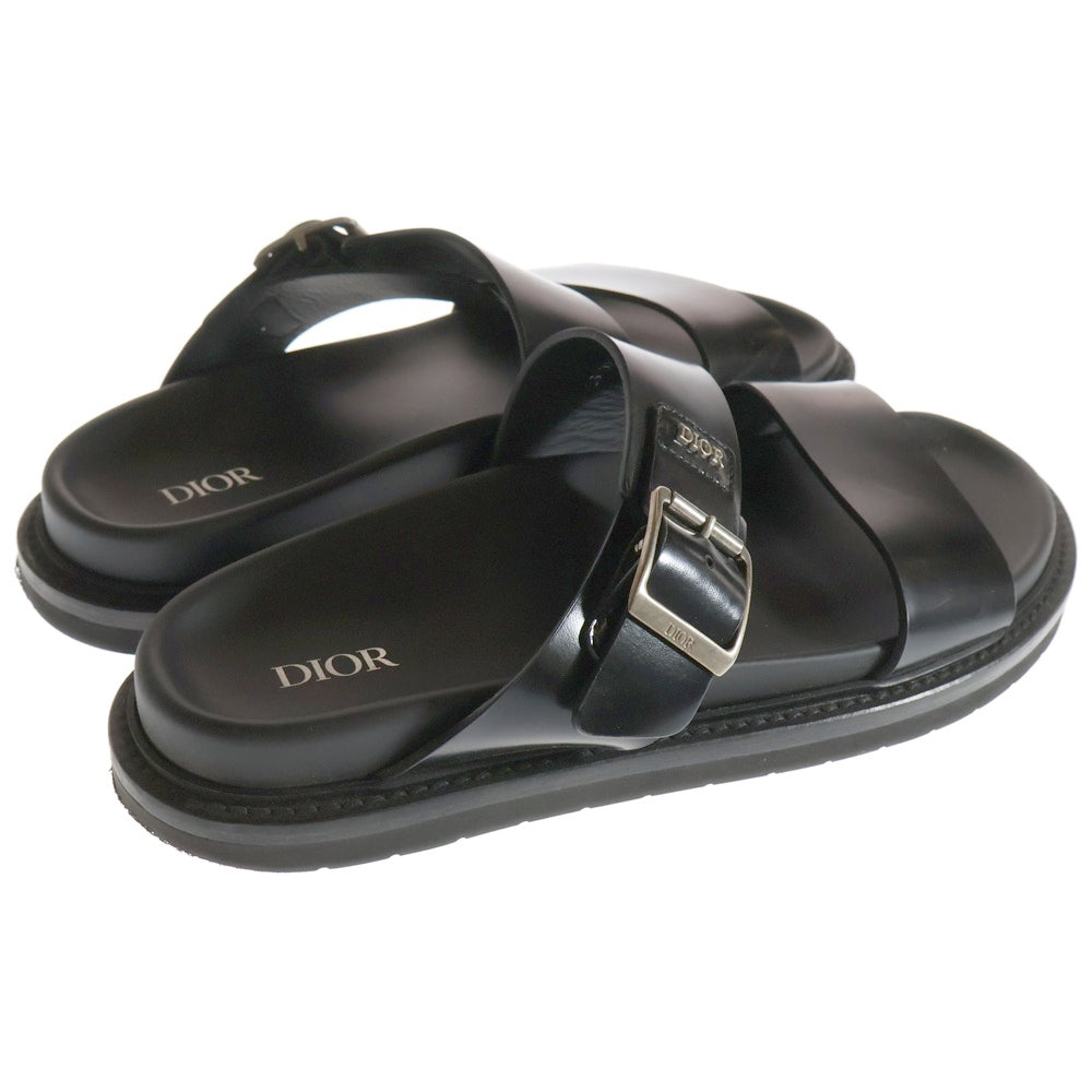 DIOR(ディオール) AQUA SANDAL アクア ロゴプレート レザー ラバー フラット サンダル ブラック LS 02 22