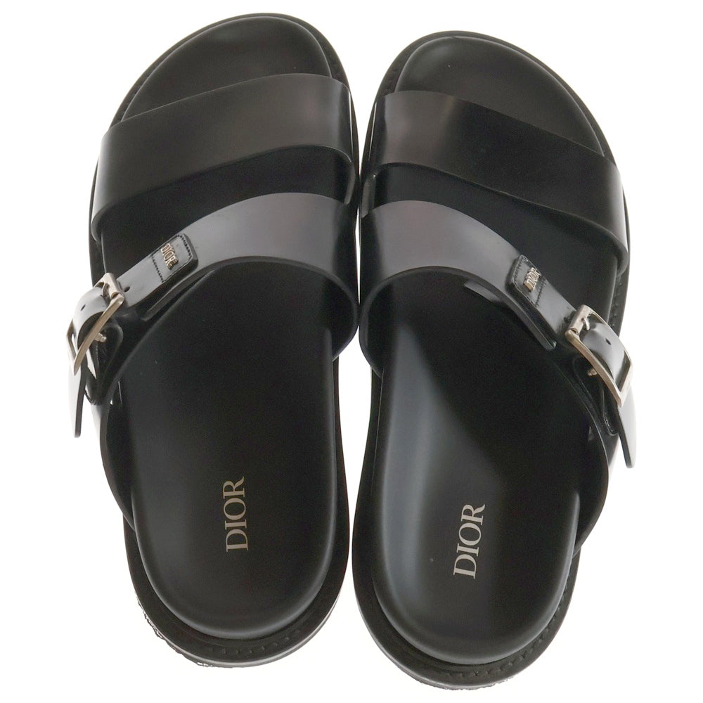 DIOR(ディオール) AQUA SANDAL アクア ロゴプレート レザー ラバー フラット サンダル ブラック LS 02 22