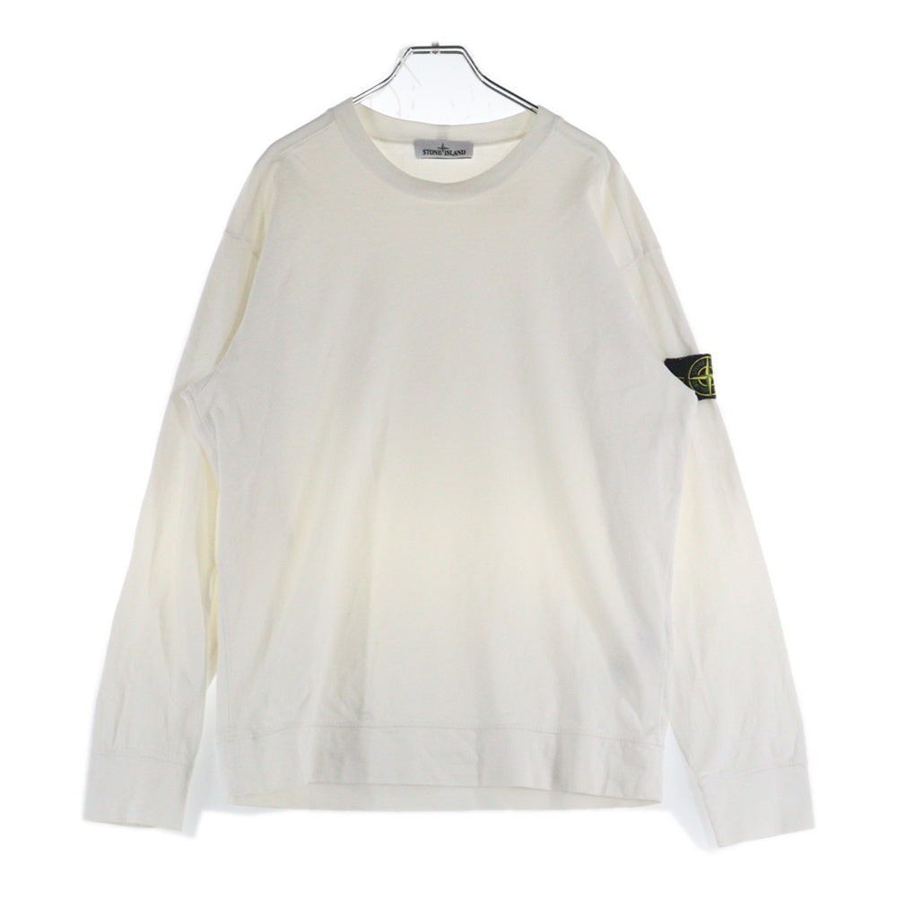 STONE ISLAND(ストーンアイランド) 袖ロゴパッチ ヘビーウェイト クルーネック ロングスリーブ 長袖Tシャツ カットソー ホワイト 761563750