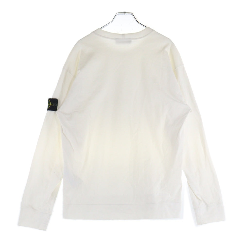 STONE ISLAND(ストーンアイランド) 袖ロゴパッチ ヘビーウェイト クルーネック ロングスリーブ 長袖Tシャツ カットソー ホワイト 761563750