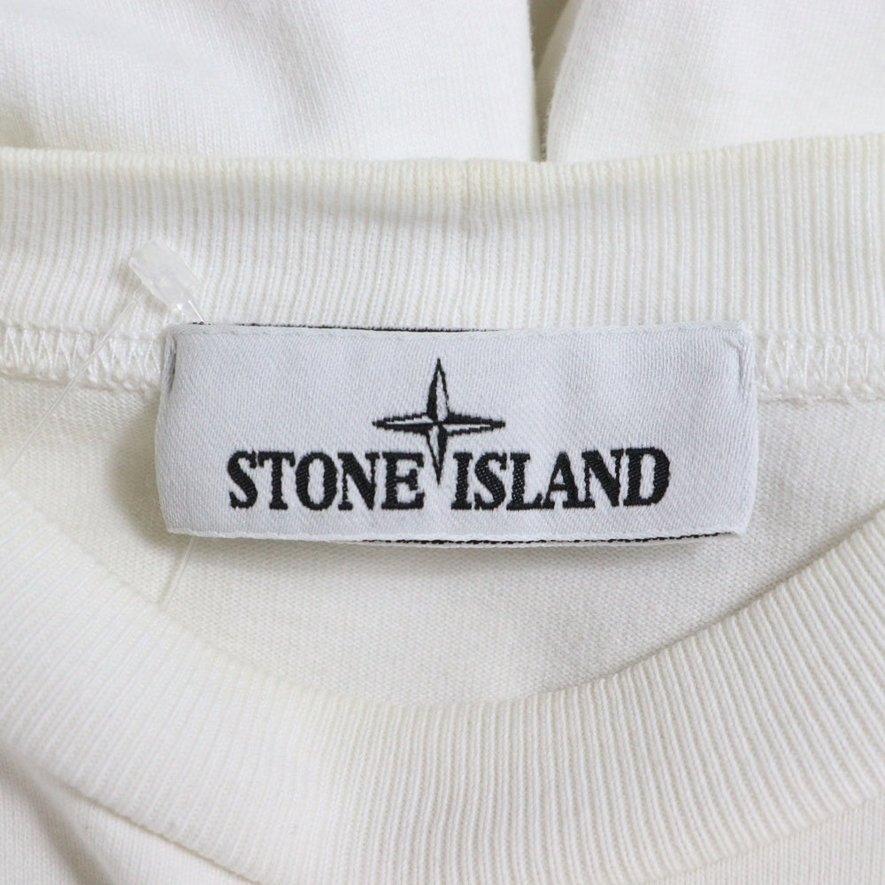 STONE ISLAND(ストーンアイランド) 袖ロゴパッチ ヘビーウェイト クルーネック ロングスリーブ 長袖Tシャツ カットソー ホワイト 761563750
