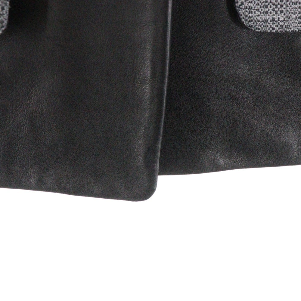 ALEXANDER WANG(アレキサンダーワン) ラムスキン レザードッキング レイヤードデザイン グラデーションジャガード ノーカラー テーラードジャケット ブラック/グレー 11617