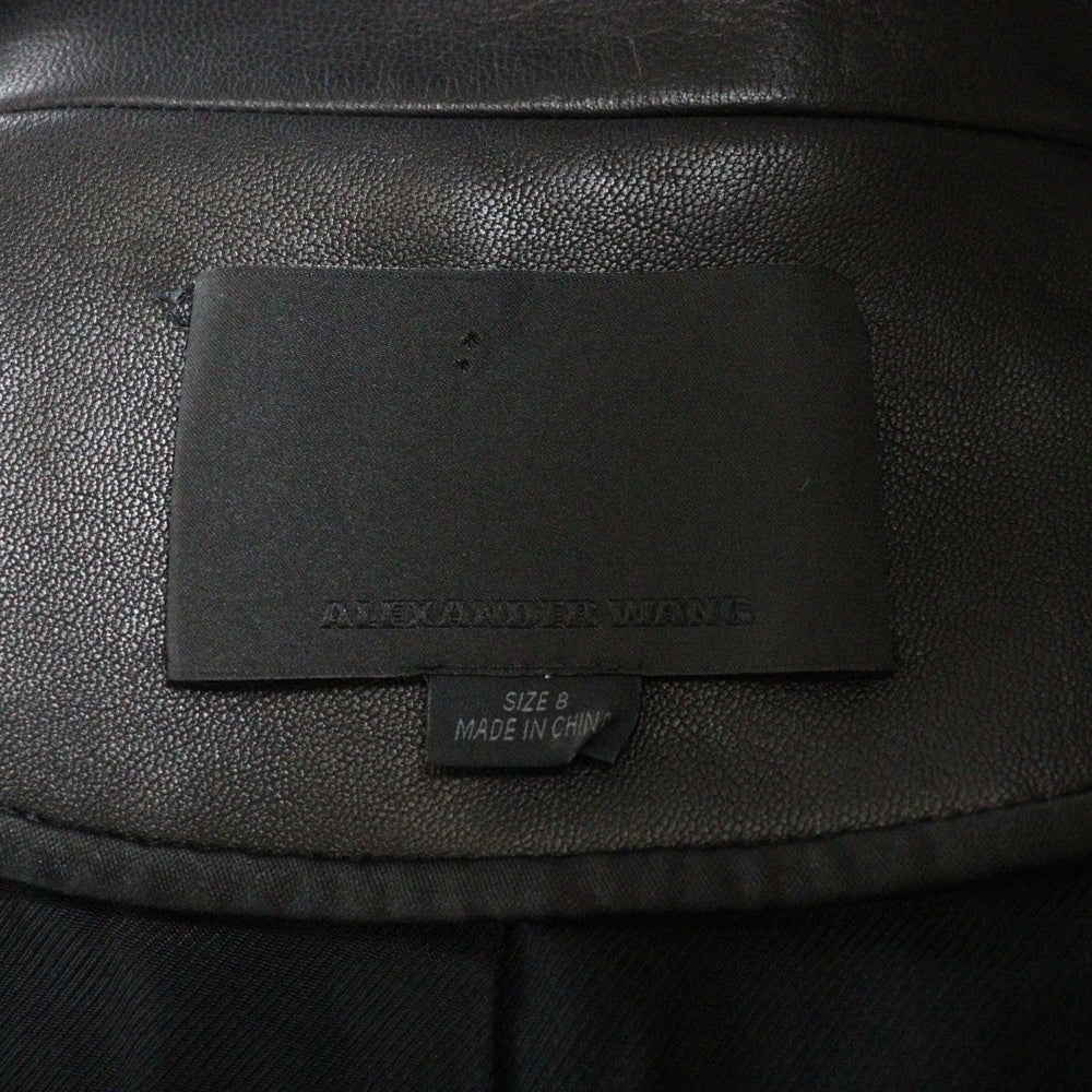 ALEXANDER WANG(アレキサンダーワン) ラムスキン レザードッキング レイヤードデザイン グラデーションジャガード ノーカラー テーラードジャケット ブラック/グレー 11617
