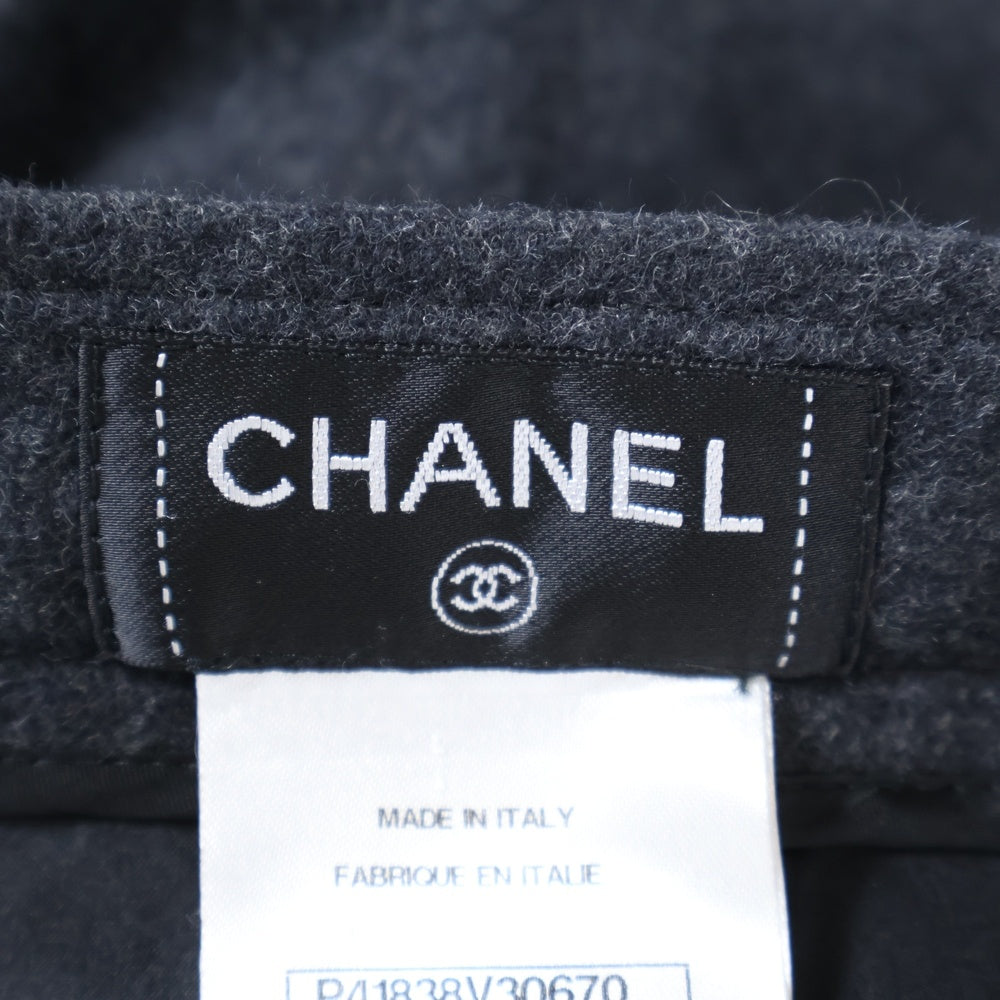 CHANEL(シャネル) ココマーク ロゴプレート アンゴラ混 ウール タイトミニスカート グレー レディース P41838V30670