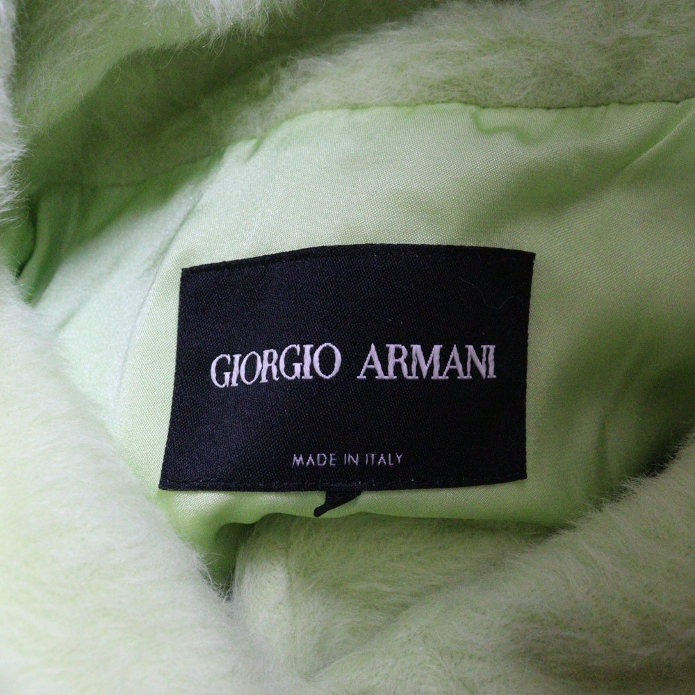 GIORGIO ARMANI(ジョルジオアルマーニ) アルパカウール ファー チェスター ロング コート ライトグリーン PAL07T PA122