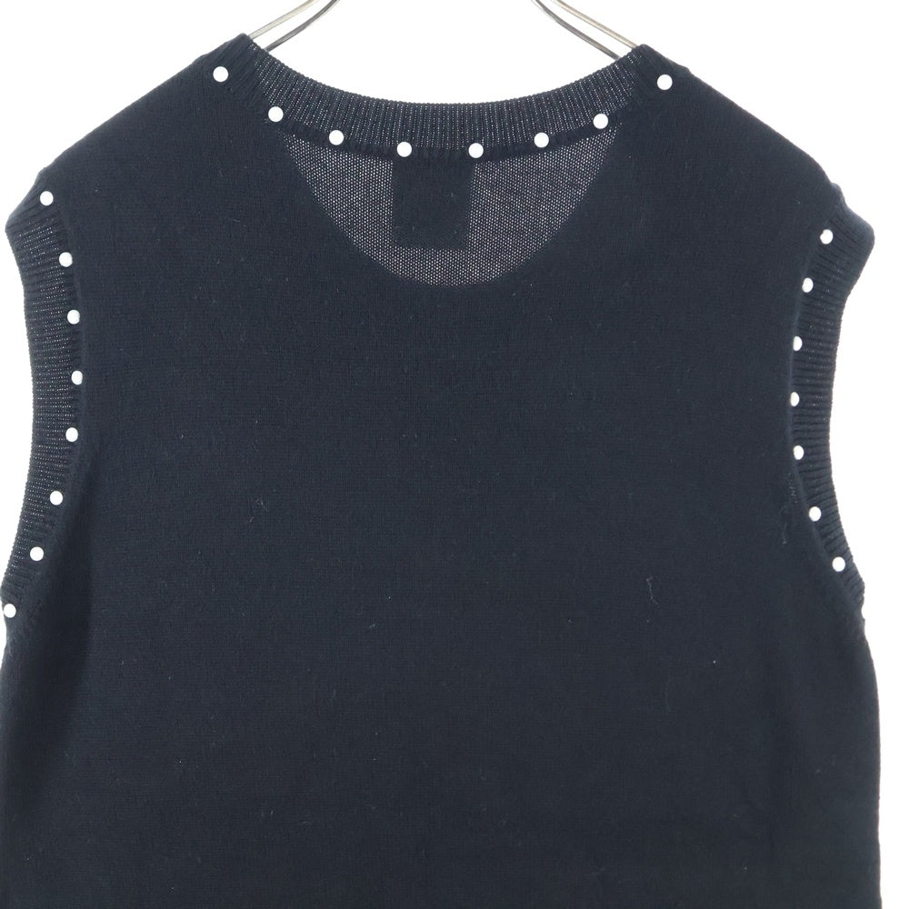 CHANEL(シャネル) ココマーク カシミヤ混 パール装飾付ノースリーブニットワンピース ブラック レディース P53637K06956