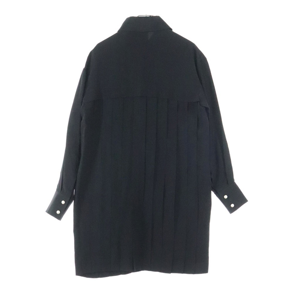 CHANEL(シャネル) ロゴ パールボタン シルク プリーツ ロングスリーブ 長袖 シャツ ワンピース ブラック P45967V12320