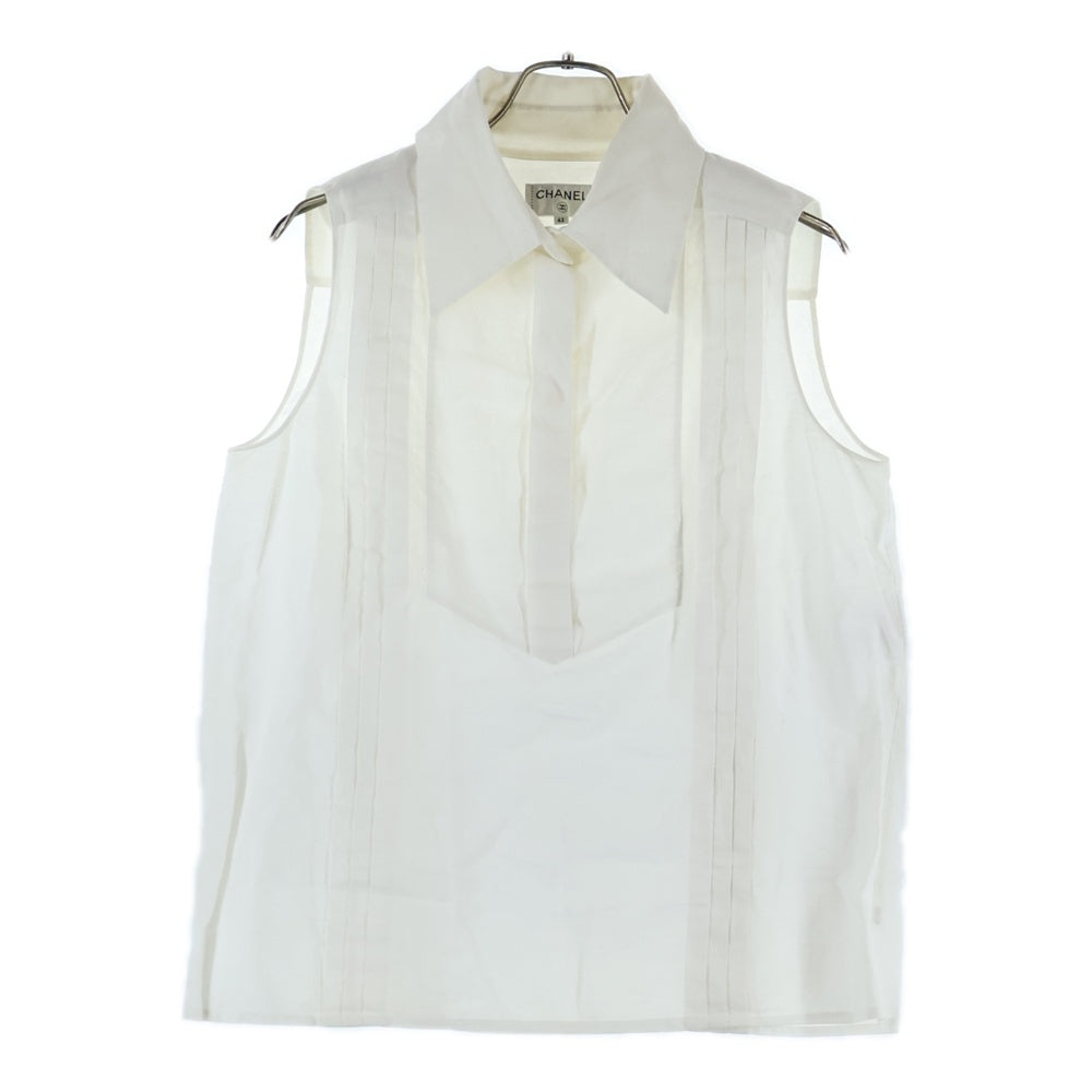 CHANEL(シャネル) リネン ノースリーブ プルオーバー シャツ ブラウス ホワイト レディース P55647V41683