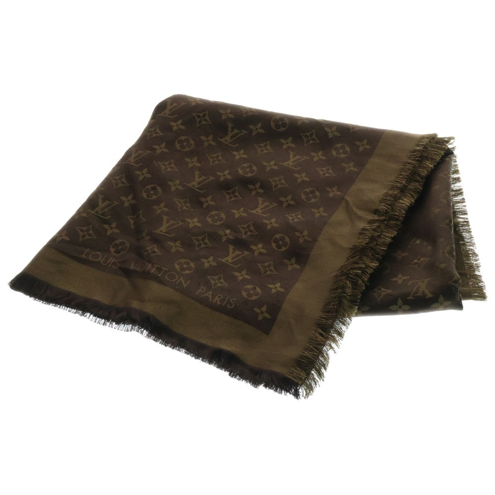 LOUIS VUITTON(ルイヴィトン) ショール モノグラム シャイン 総柄 シルク スカーフ ストール ブラウン M75122