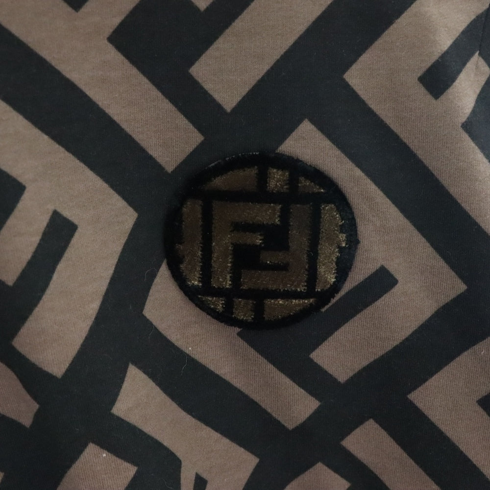 FENDI(フェンディ) FFワッペンロゴ ズッカ総柄 オーバーサイズ プルオーバースウェットパーカー フーディー ブラウン/ブラック FS7019 A3NB