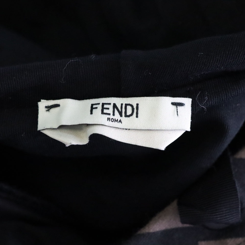 FENDI(フェンディ) FFワッペンロゴ ズッカ総柄 オーバーサイズ プルオーバースウェットパーカー フーディー ブラウン/ブラック FS7019 A3NB