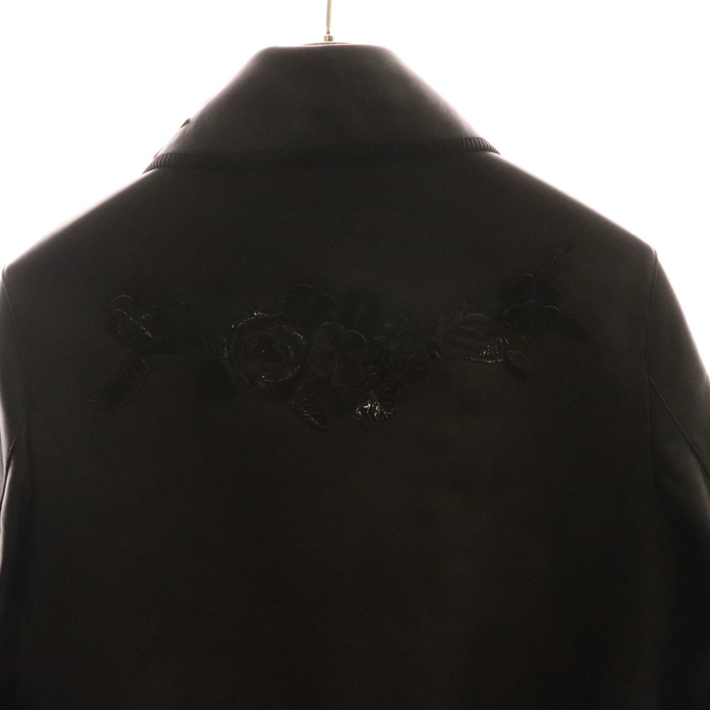 FENDI(フェンディ) 16AW パテント コンビレザー フラワー コサージュ ラムスキン レザー 3B ジャケット ブラック レディース FPJ674 O2Q